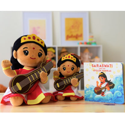 Saraswati Devi Soft Toy-Sanatan Toys-Soft Toys-Modi Toys-Book-Big 11"-Devi