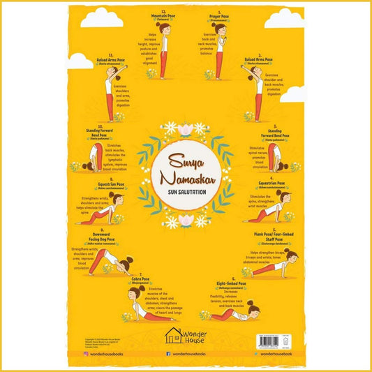 Surya Namaskar - Wall Chart 19x29 Inches-Sanatan Toys-Books-Wonder House-Children-Gift-Sun Salutation