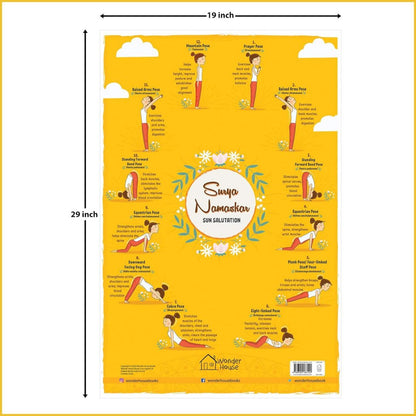 Surya Namaskar - Wall Chart 19x29 Inches-Sanatan Toys-Books-Wonder House-Size