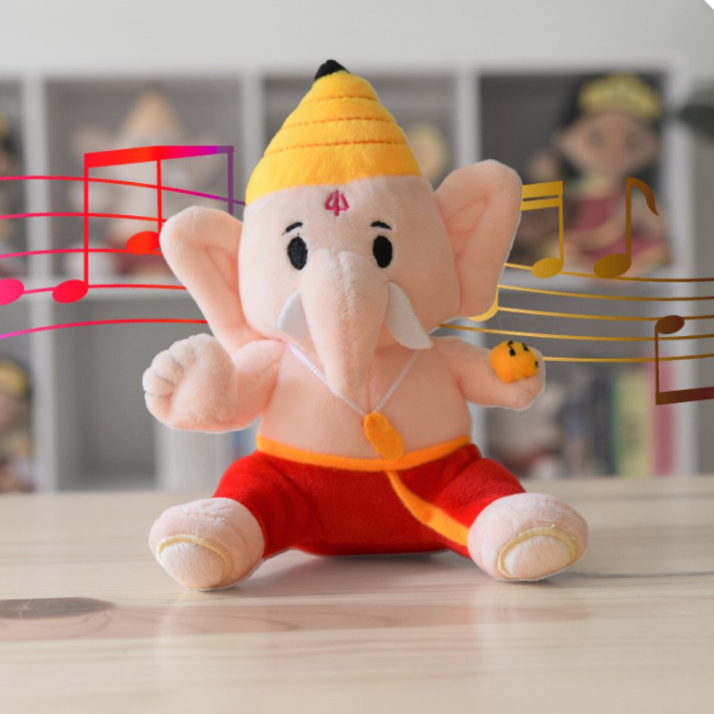 Baby Ganesha Soft Toy-Sanatan Toys-Soft Toys-Modi Toys-Music-Big 11"-Ganesha